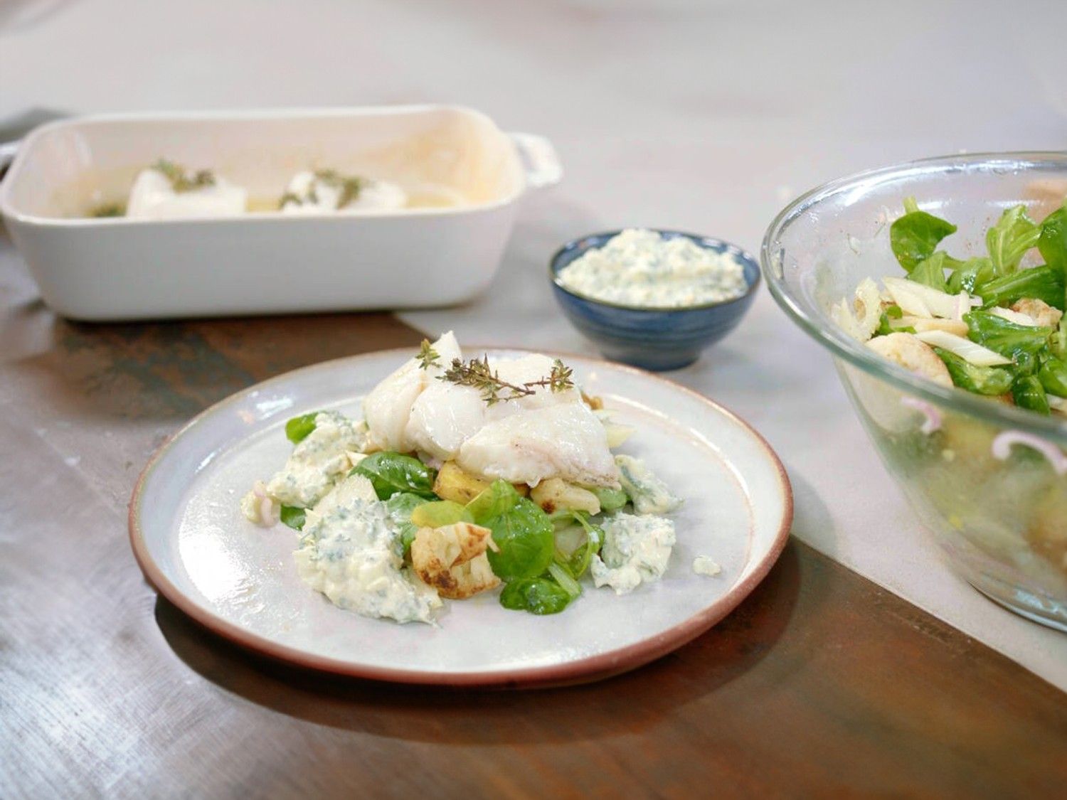 Kabeljauw met yoghurttartaar en bloemkool