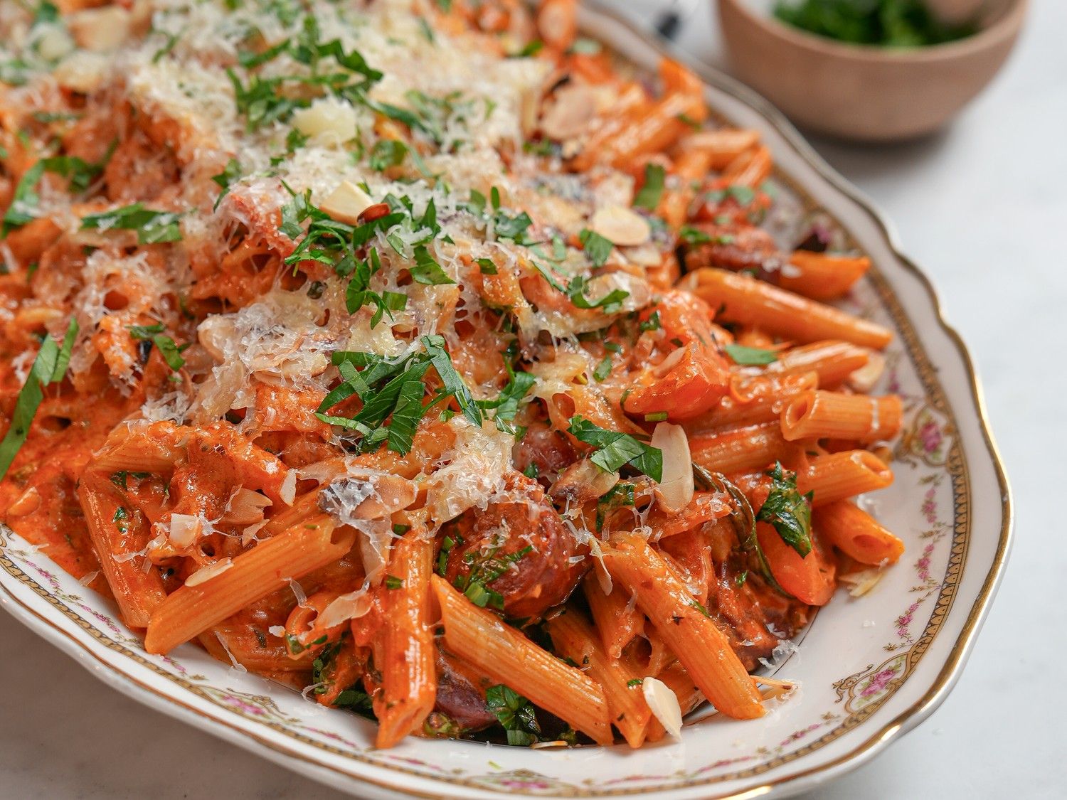 Penne met chorizo