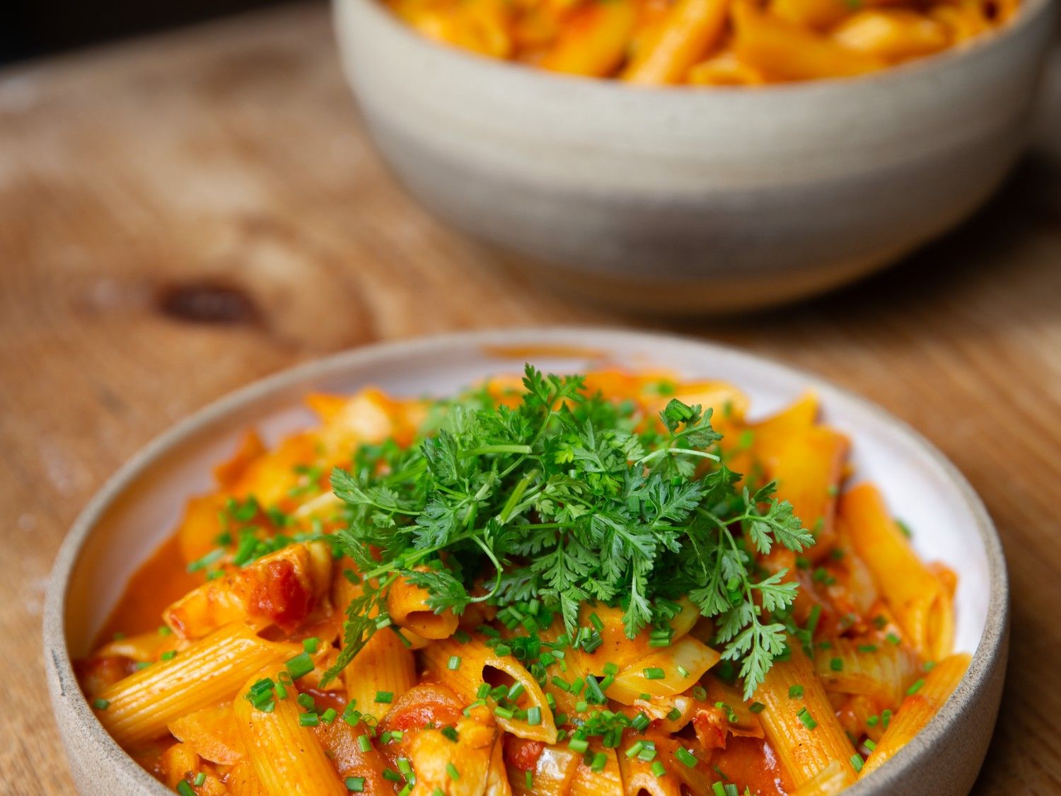 Scampi diabolique met penne